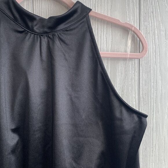 AVLN Studio Perri Black Satin Halter Top XL NWOT - Picture 3 of 6